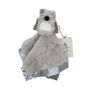 NEW Cloud Island Security Blanket One Size Grey Dog Plush Lovey Satin Trim NWT